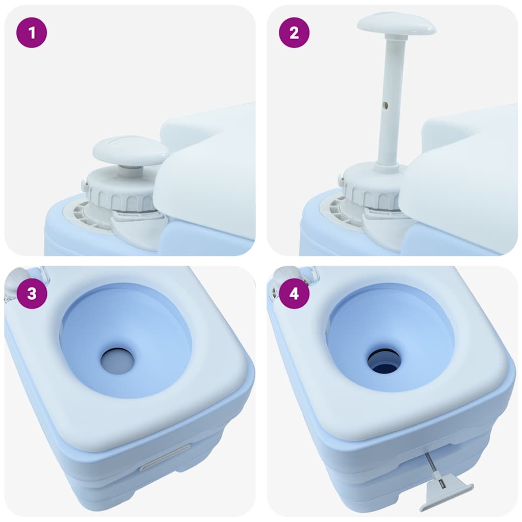 Camping-Toilette Helles Blau und Weiß 41,5 x 36,5 x 30 cm