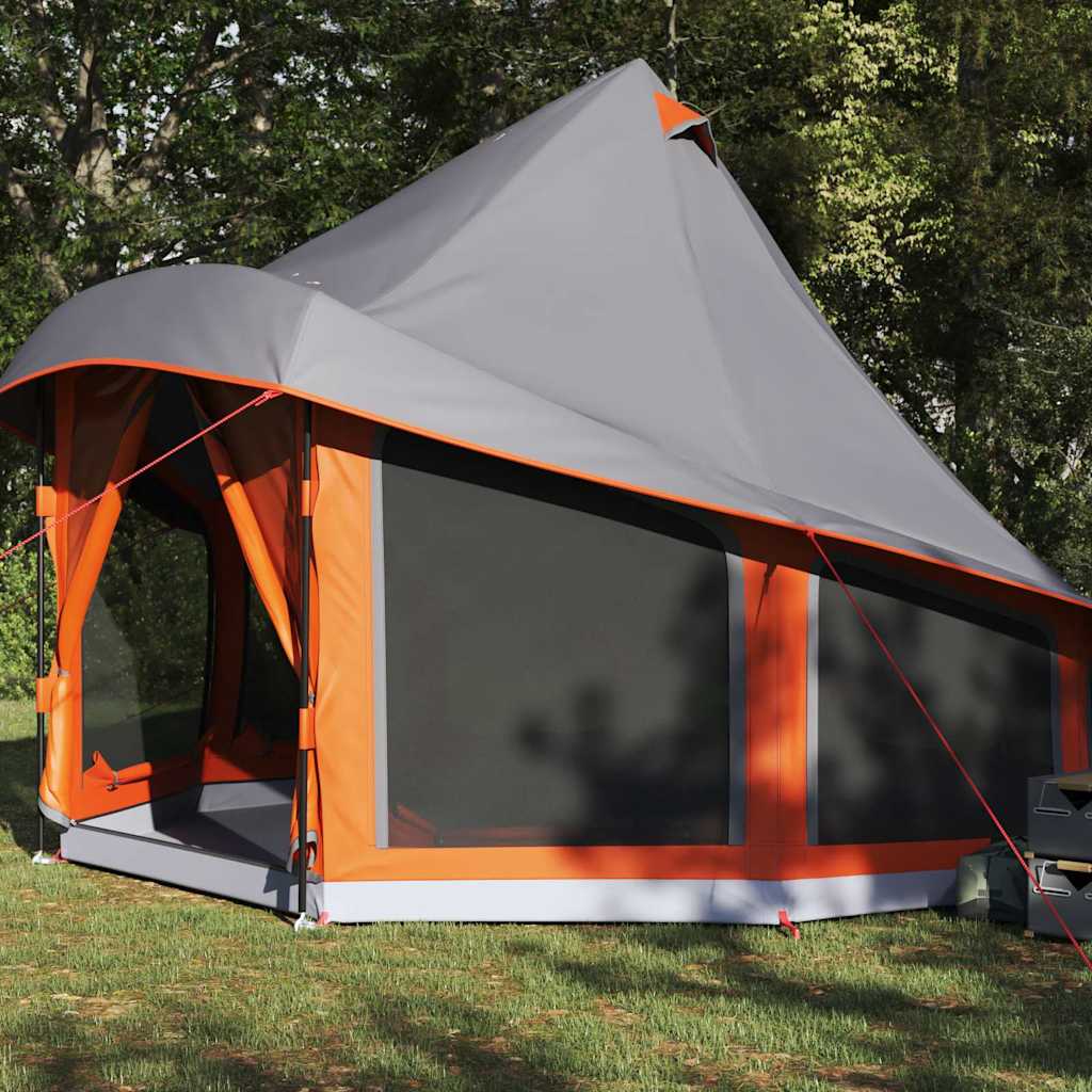 Tipi Zelt mit Dach Grau und Orange 404 x 370 x 270 cm Taft