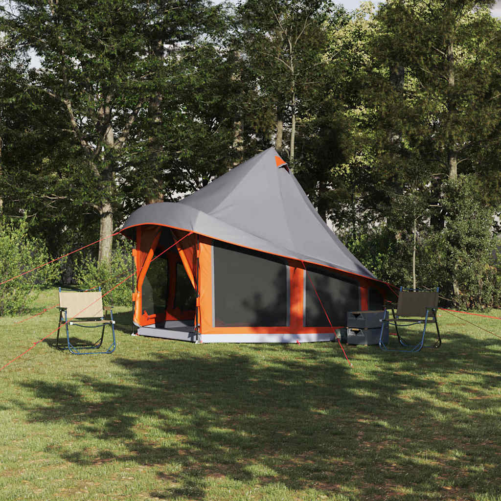 Tipi Zelt mit Dach Grau und Orange 404 x 370 x 270 cm Taft