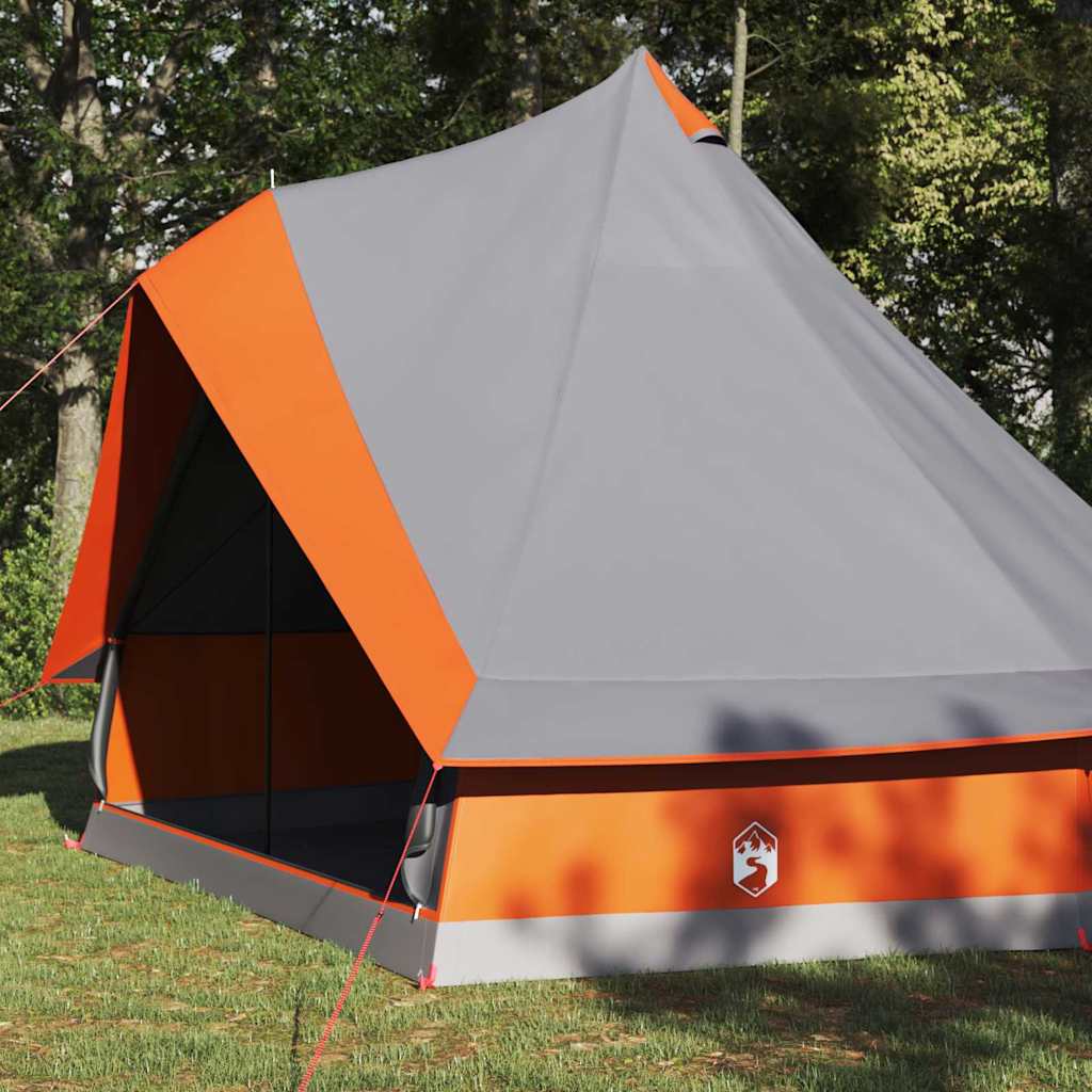 Tipi Zelt mit Dach Grau und Orange 400 x 346 x 250 cm Taft