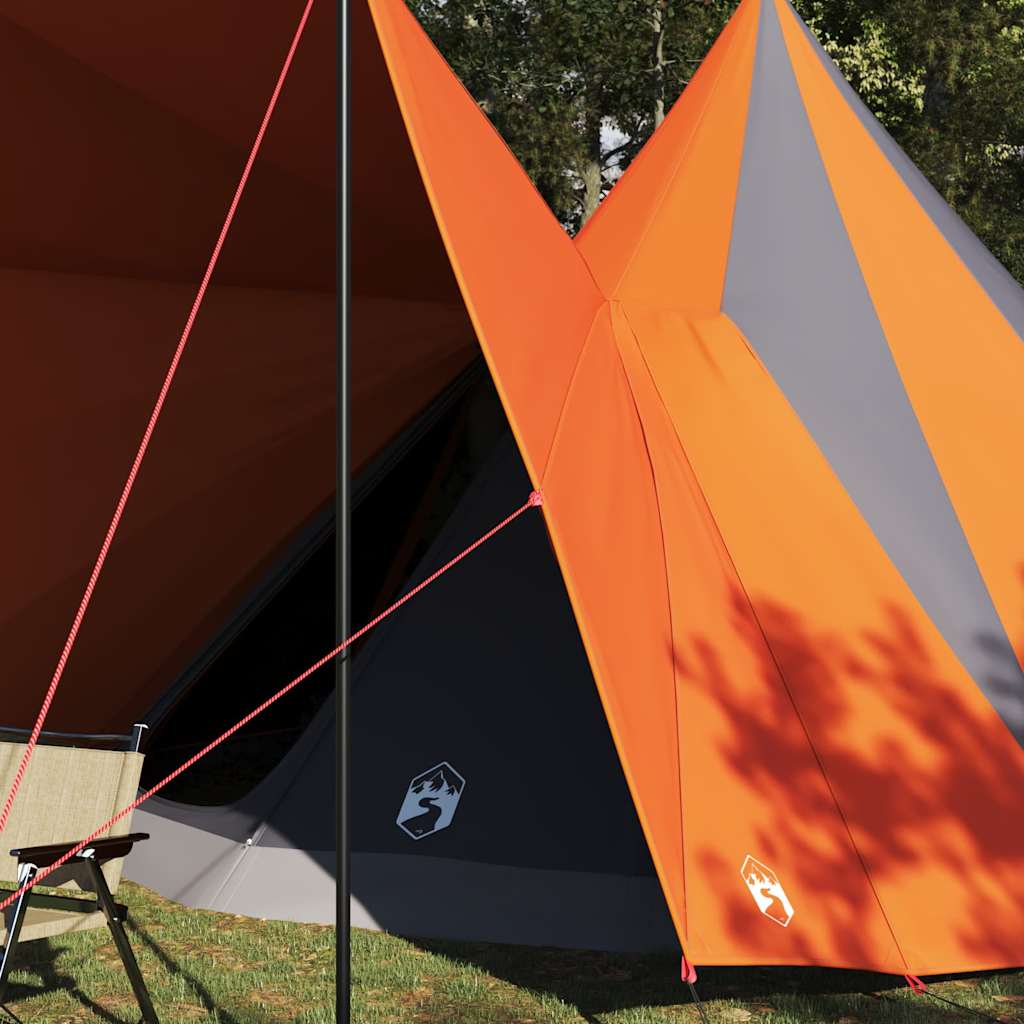 Tipi Zelt mit Dach Grau und Orange 510 x 690 x 330 cm Taft