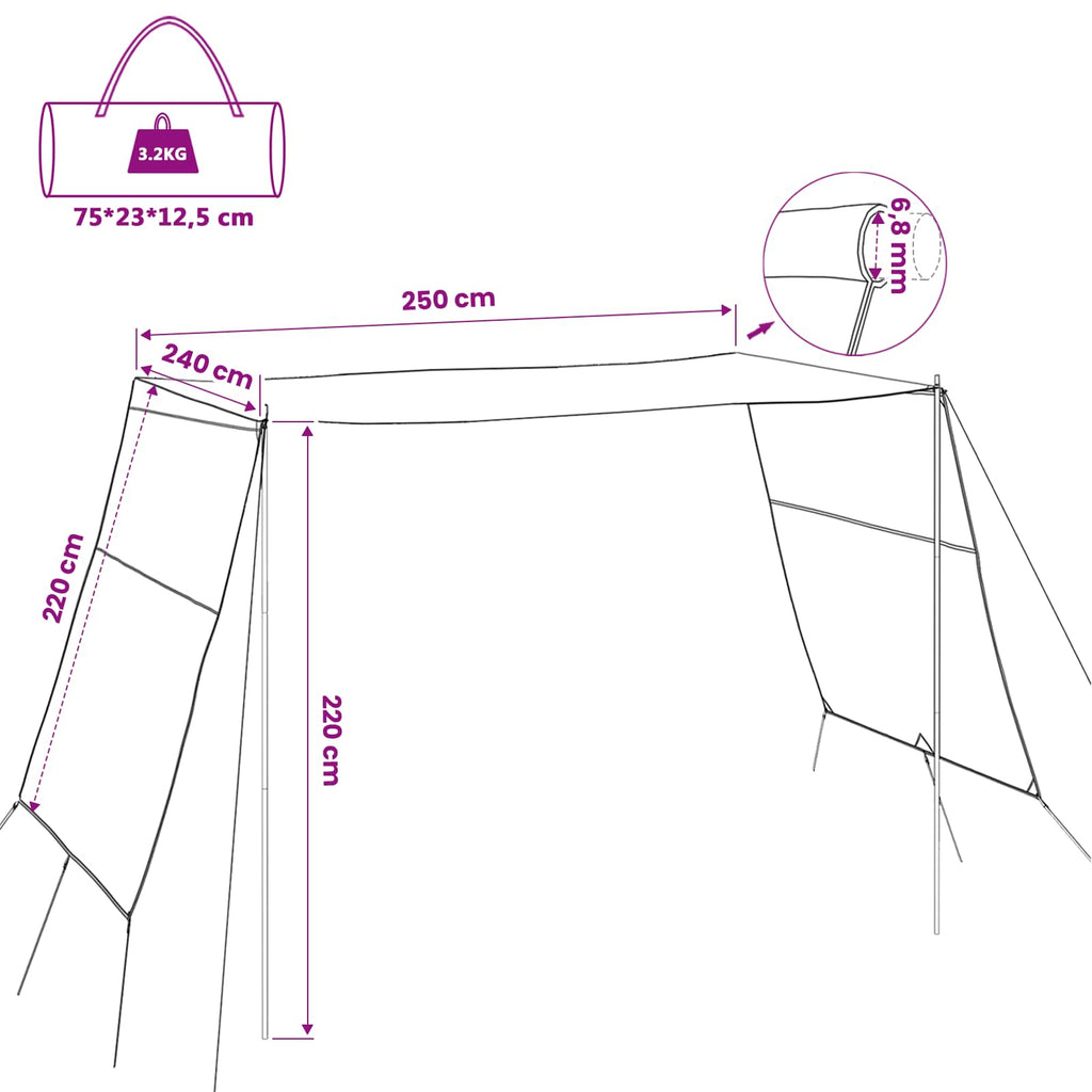Wasserfester Tarp Personen 250 x 240 x 220 cm Wasserdicht