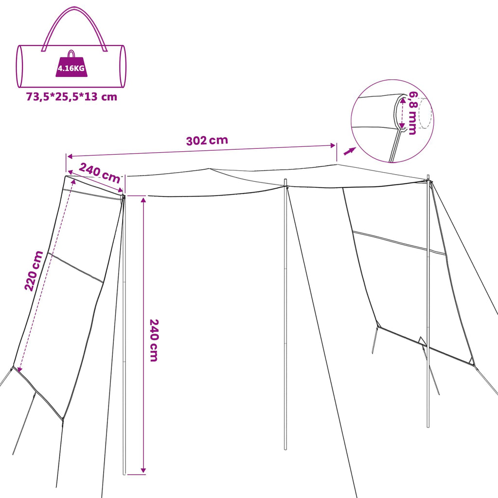 Wasserfester Tarp Personen 302 x 240 x 240 cm Wasserdicht