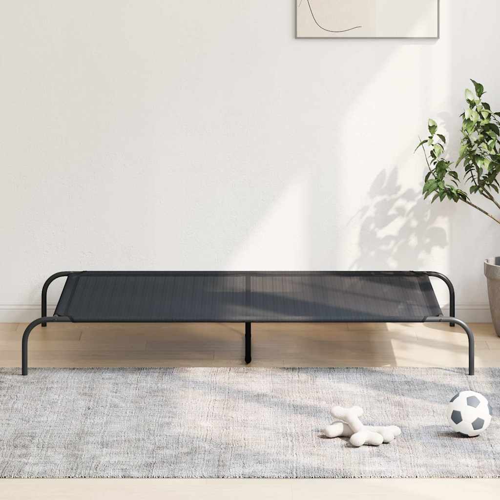 Hundebett Erhöht Schwarz 150x90x20 cm Textilene und Stahl