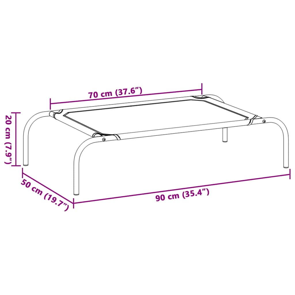 Hundebett Erhöht Schwarz 90x50x20 cm Oxford-Gewebe und Stahl