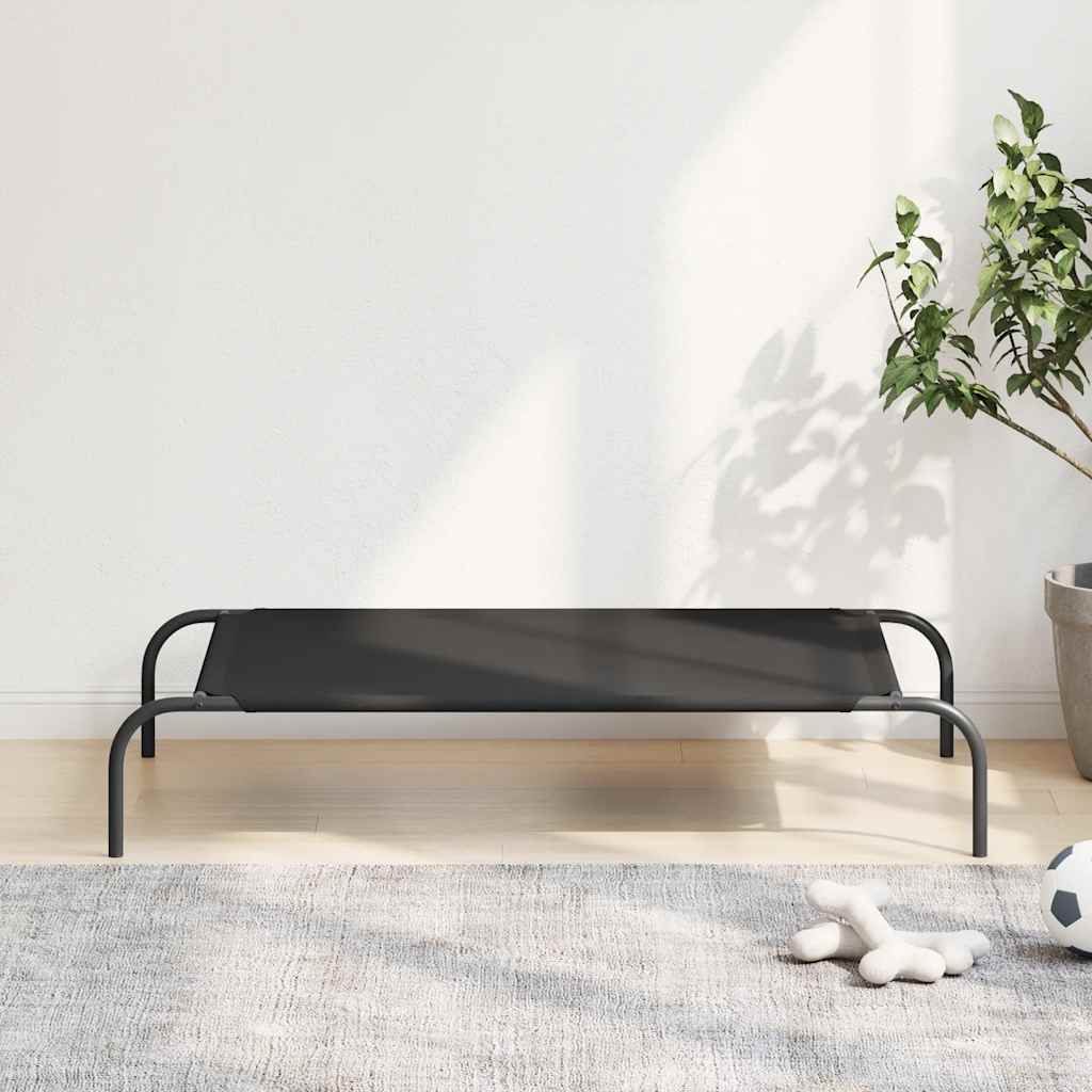 Hundebett Erhöht Schwarz 110x65x20 cm Oxford-Gewebe und Stahl
