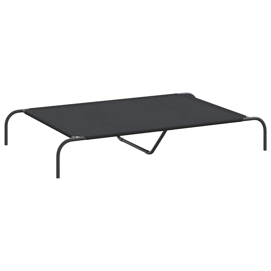 Hundebett Erhöht Schwarz 130x80x20 cm Oxford-Gewebe und Stahl