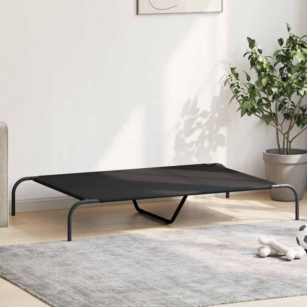 Hundebett Erhöht Schwarz 130x80x20 cm Oxford-Gewebe und Stahl