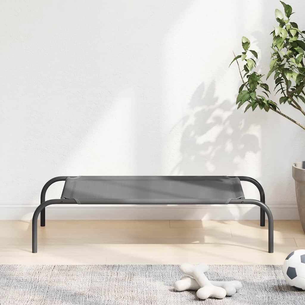 Hundebett Erhöht Grau 90x50x20 cm Textilene und Stahl