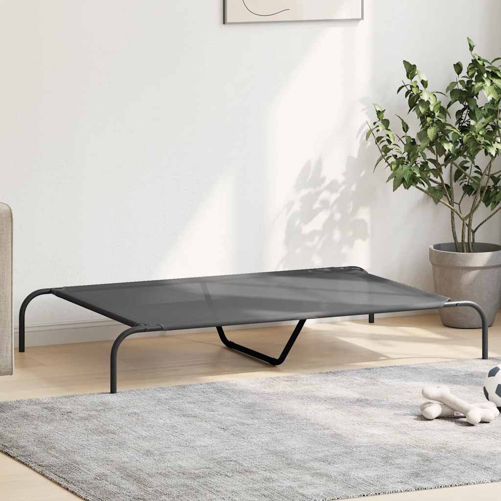 Hundebett Erhöht Grau 130x80x20 cm Textilene und Stahl