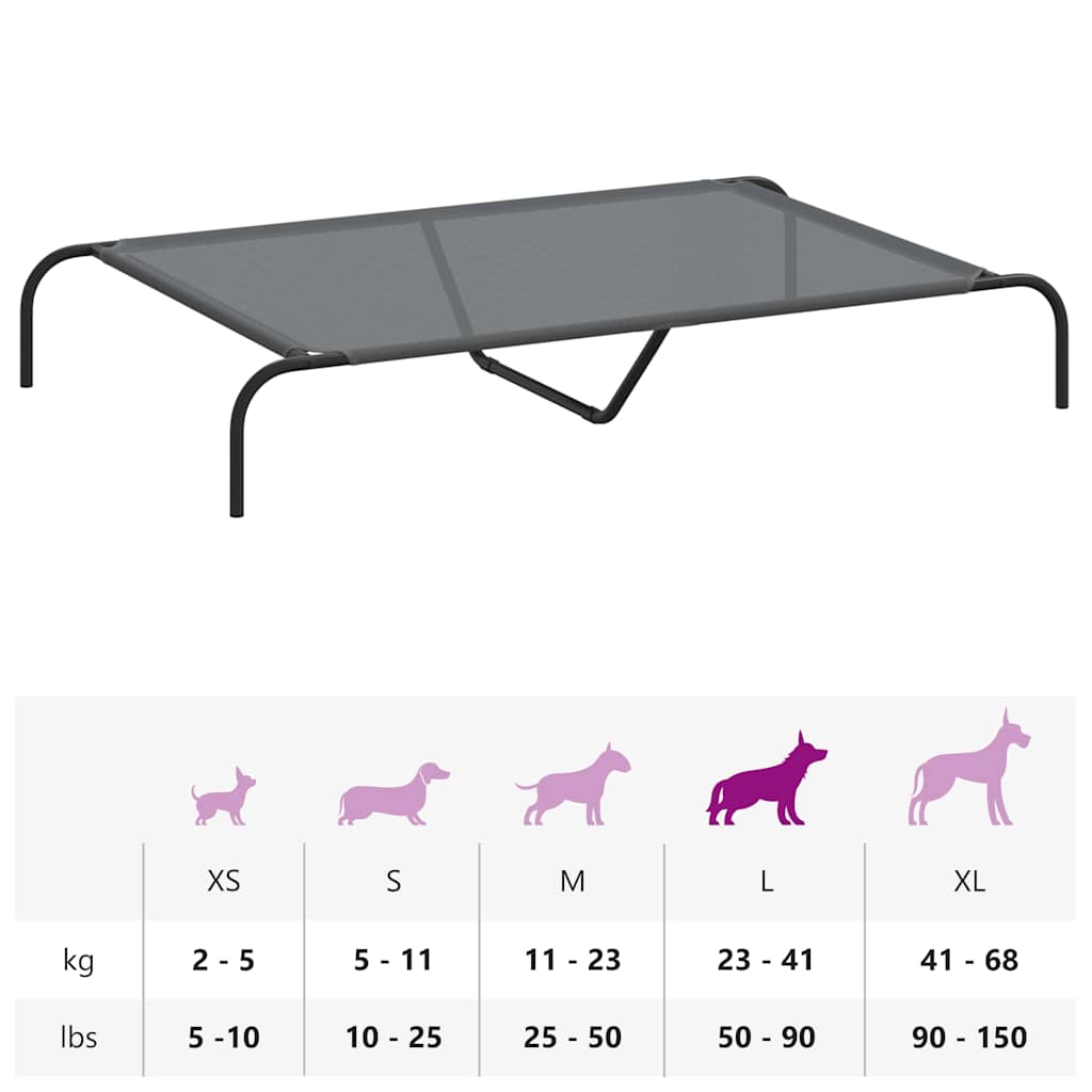 Hundebett Erhöht Grau 130x80x20 cm Textilene und Stahl