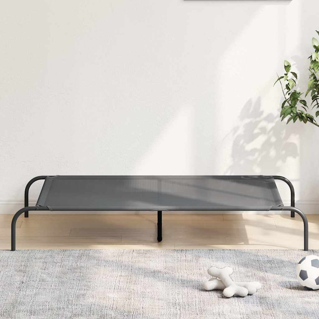 Hundebett Erhöht Grau 130x80x20 cm Textilene und Stahl