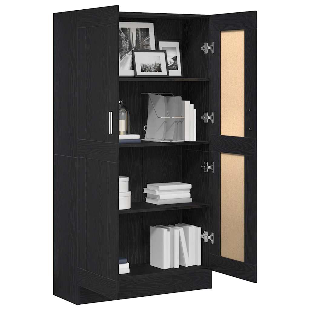 Bücherregal Schwarz Eichen-Optik 82,5 x 30,5 x 150 cm