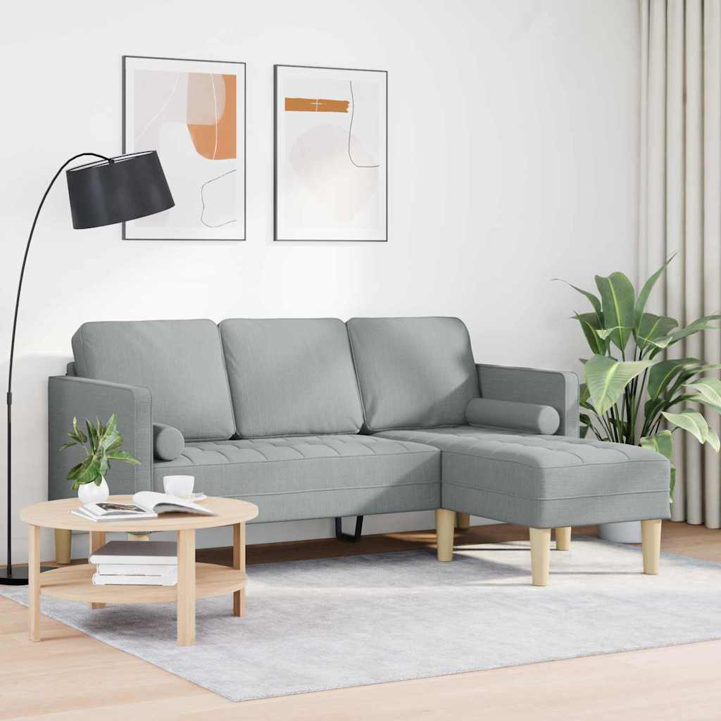Sofa Set mit Kissen Hellgrau Polyester