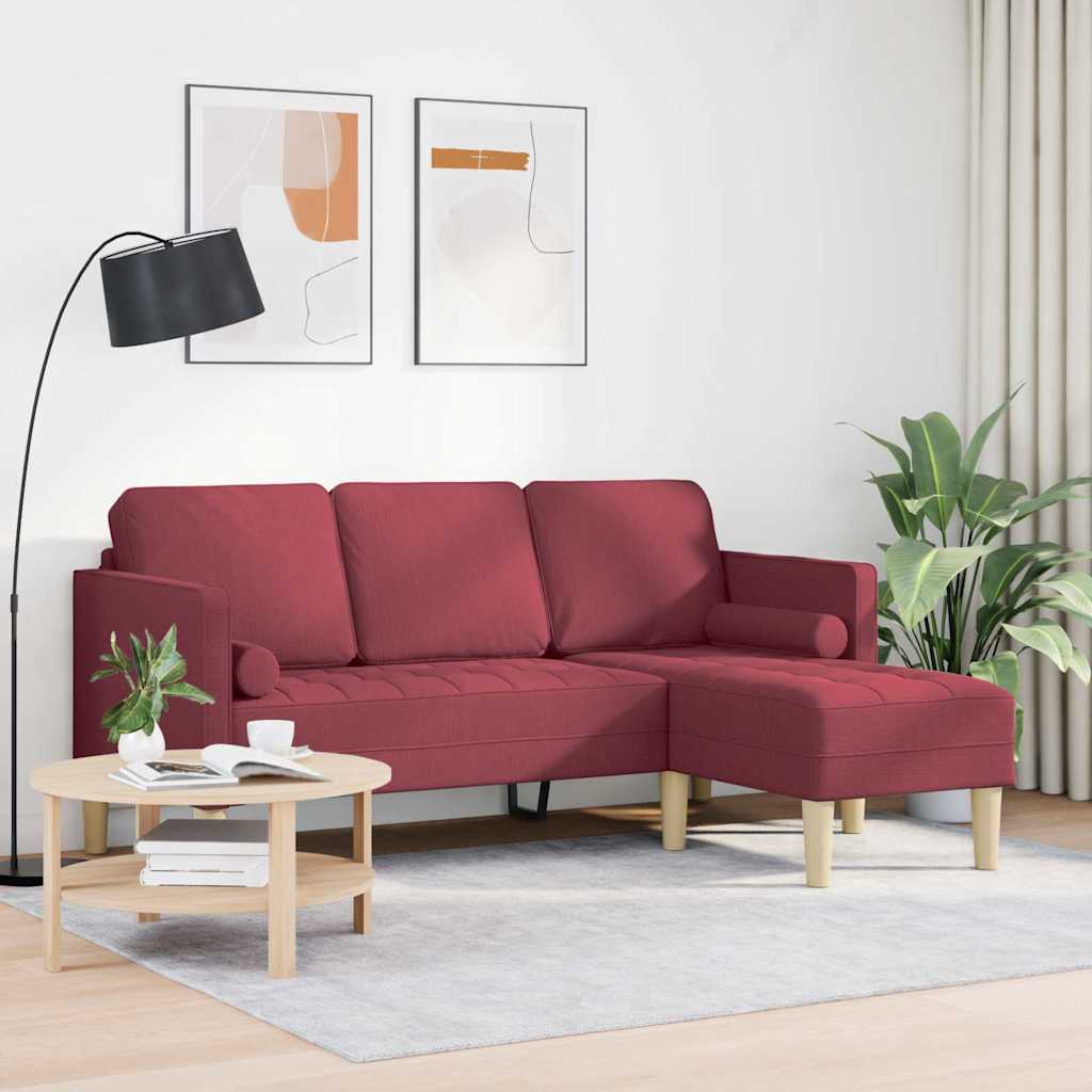 Sofa Set mit Kissen Weinrot Polyester