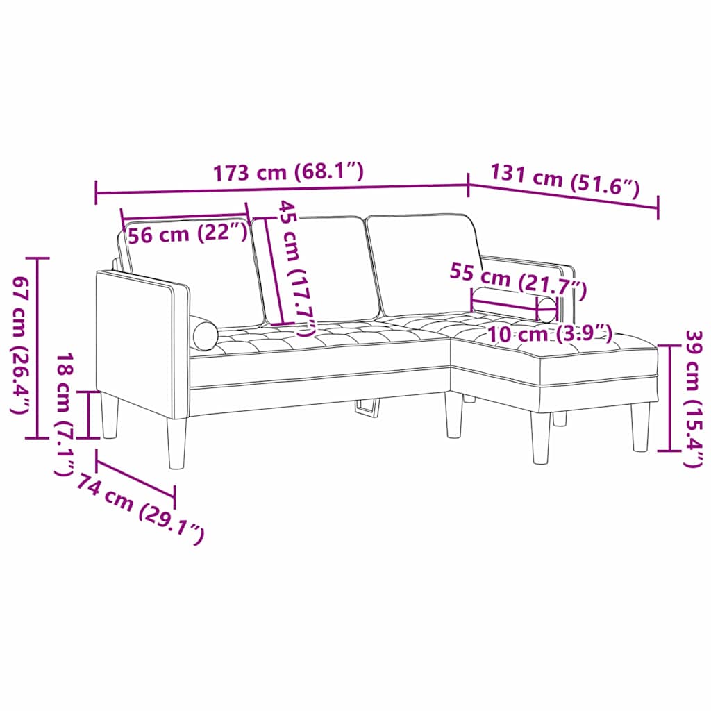 Sofa Set mit Kissen Gelb Polyester
