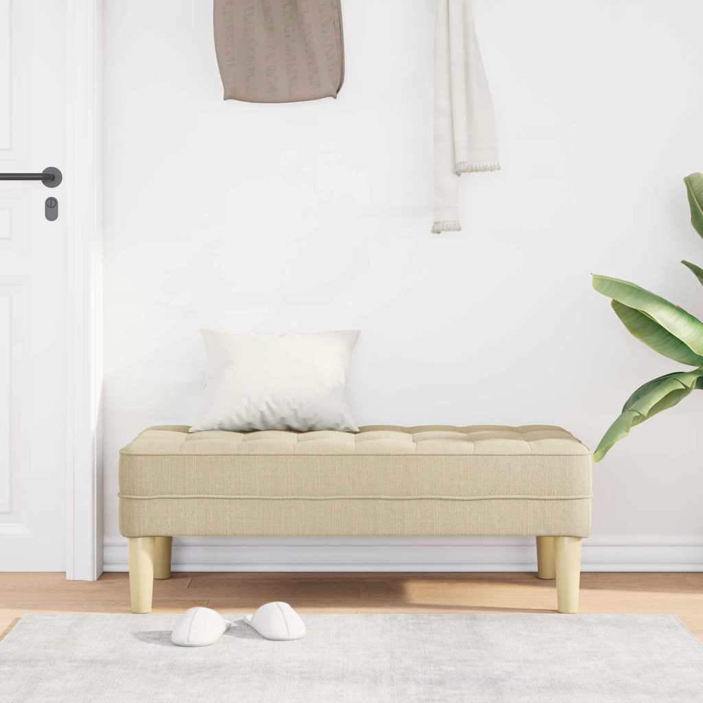 Bank mit Kissen Creme 113 x 57 x 39 cm Stoff