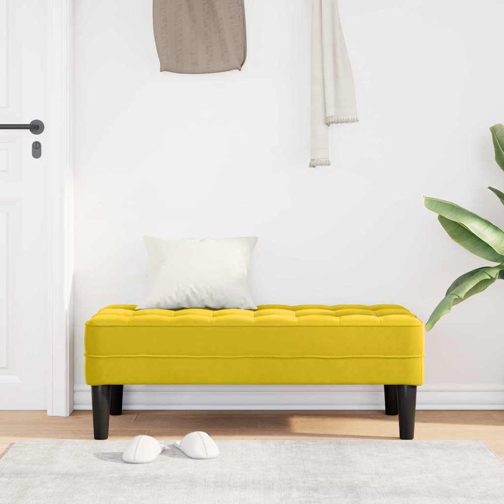 Bank mit Kissen Gelb 113 x 57 x 39 cm Samt