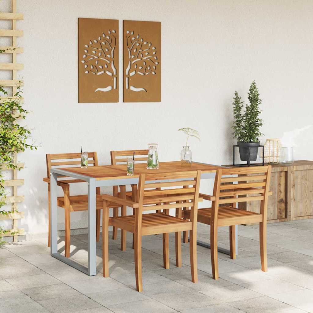 Gartentisch Grau 140 x 80 x 75 cm Massivholz Akazie