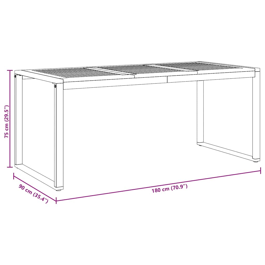 Gartentisch Grau 180 x 90 x 75 cm Massivholz Akazie