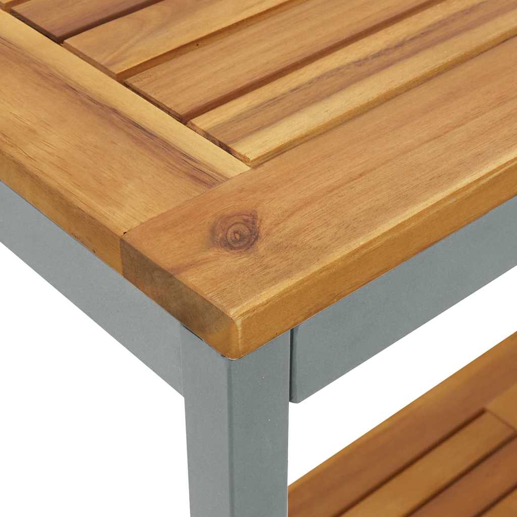 Tisch für Outdoor mit Regal Natürlich und Grau 110 x 35 x 75 cm