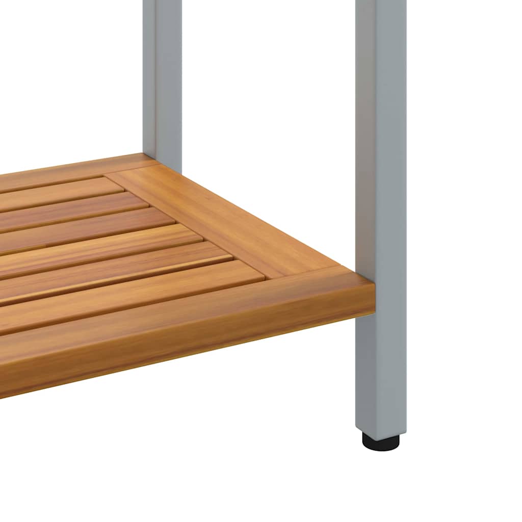 Tisch für Outdoor mit Regal Natürlich und Grau 110 x 35 x 75 cm