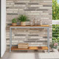 Tisch für Outdoor mit Regal Natürlich und Grau 110 x 35 x 75 cm
