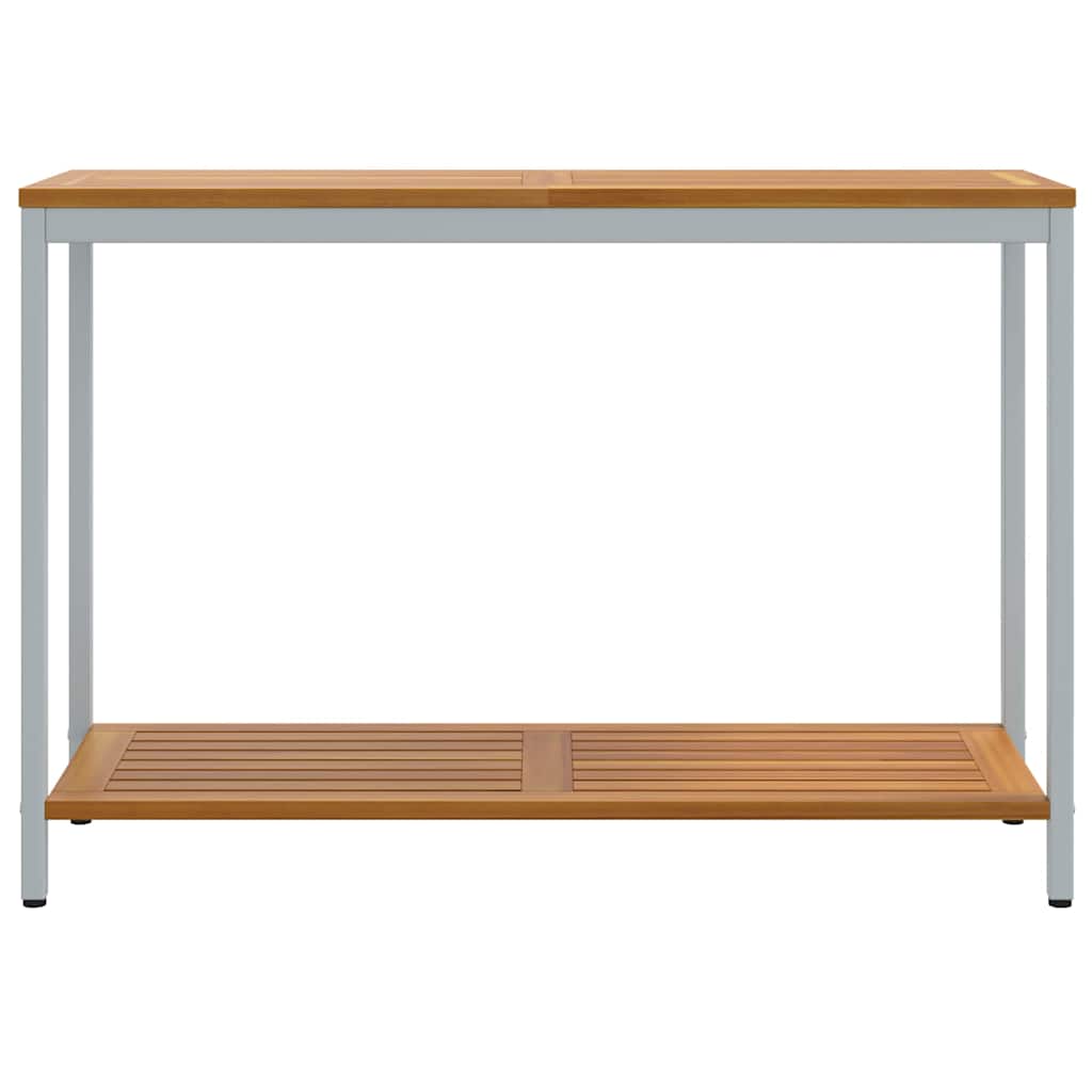 Tisch für Outdoor mit Regal Natürlich und Grau 110 x 35 x 75 cm