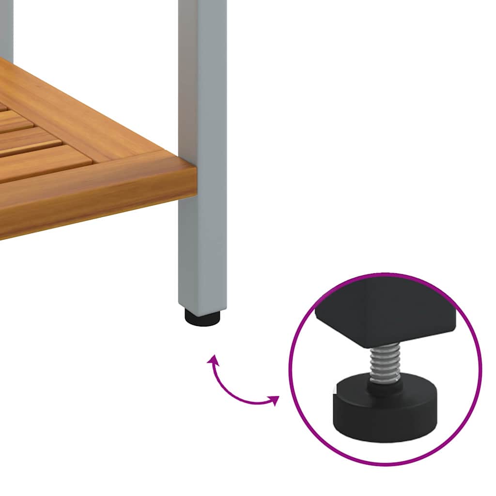 Tisch für Outdoor mit Regal Natürlich und Grau 110 x 35 x 75 cm