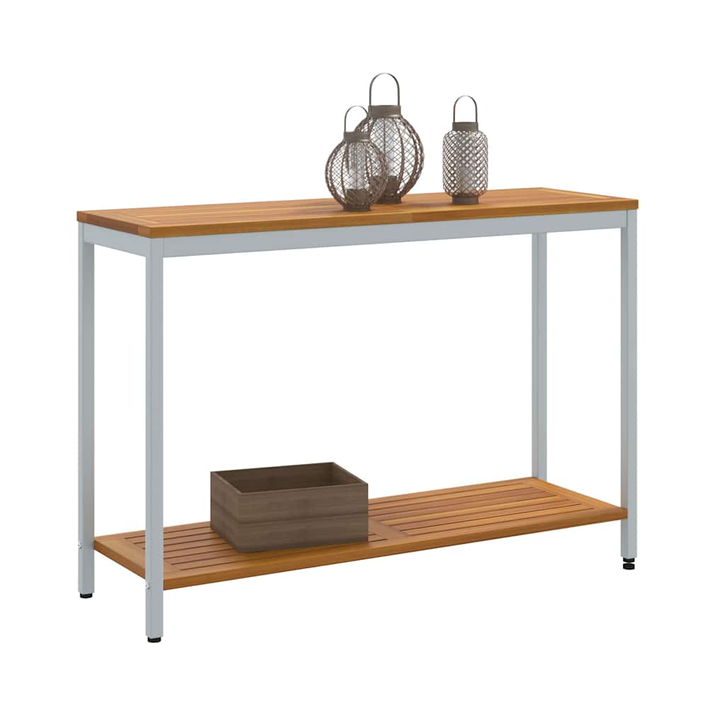 Tisch für Outdoor mit Regal Natürlich und Grau 110 x 35 x 75 cm