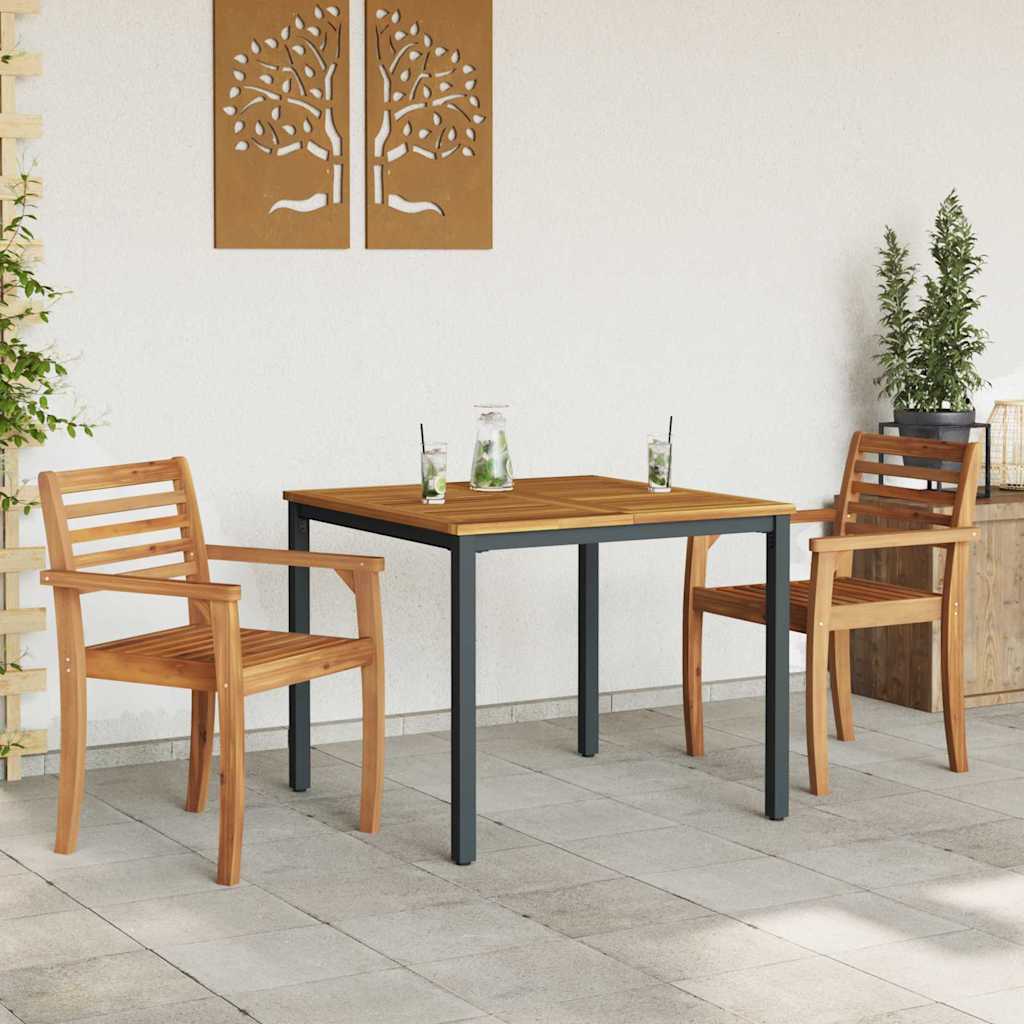 Tisch für Outdoor Natürlich und Schwarz 90 x 90 x 75 cm