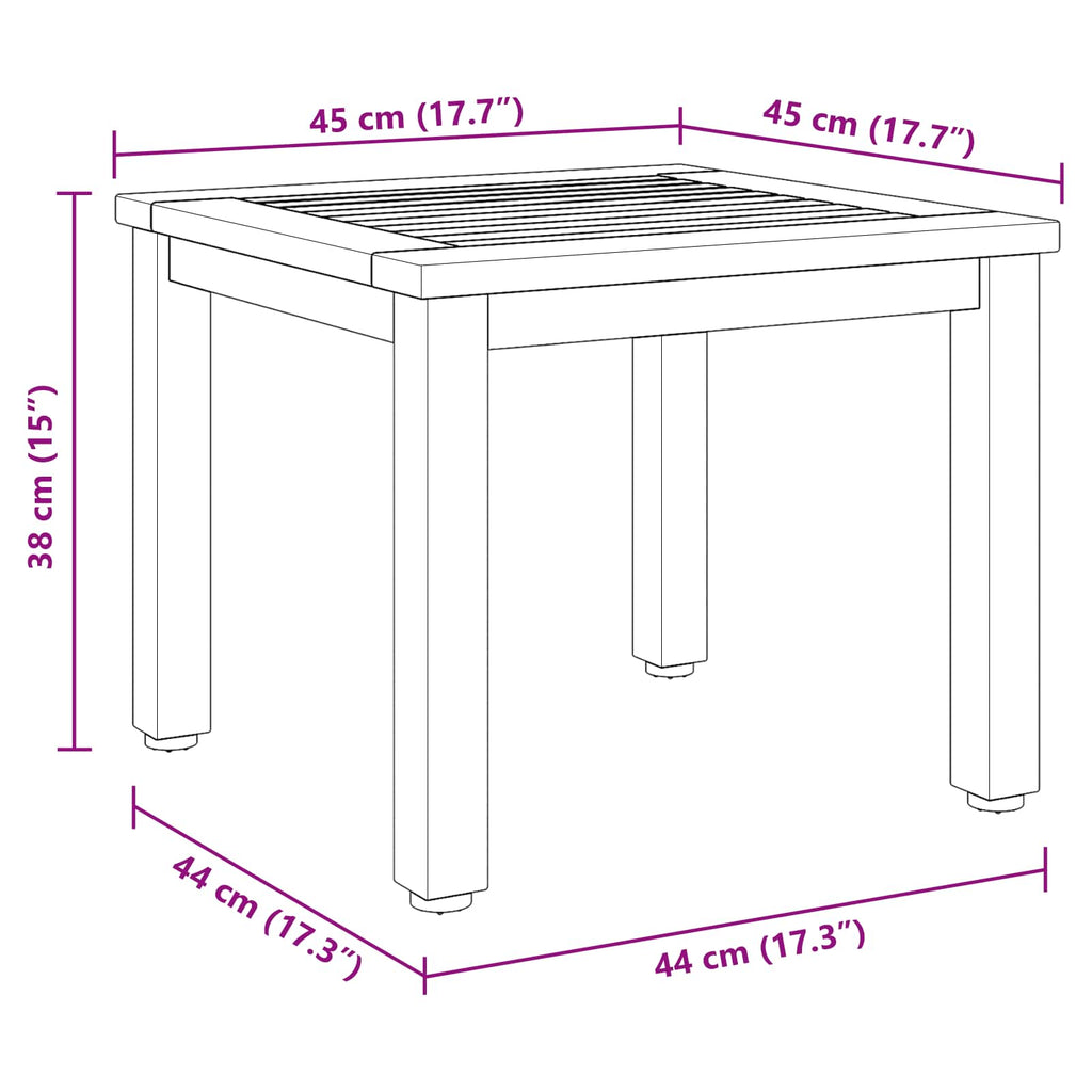 Tisch für Outdoor Natürlich und Schwarz 45 x 45 x 38 cm