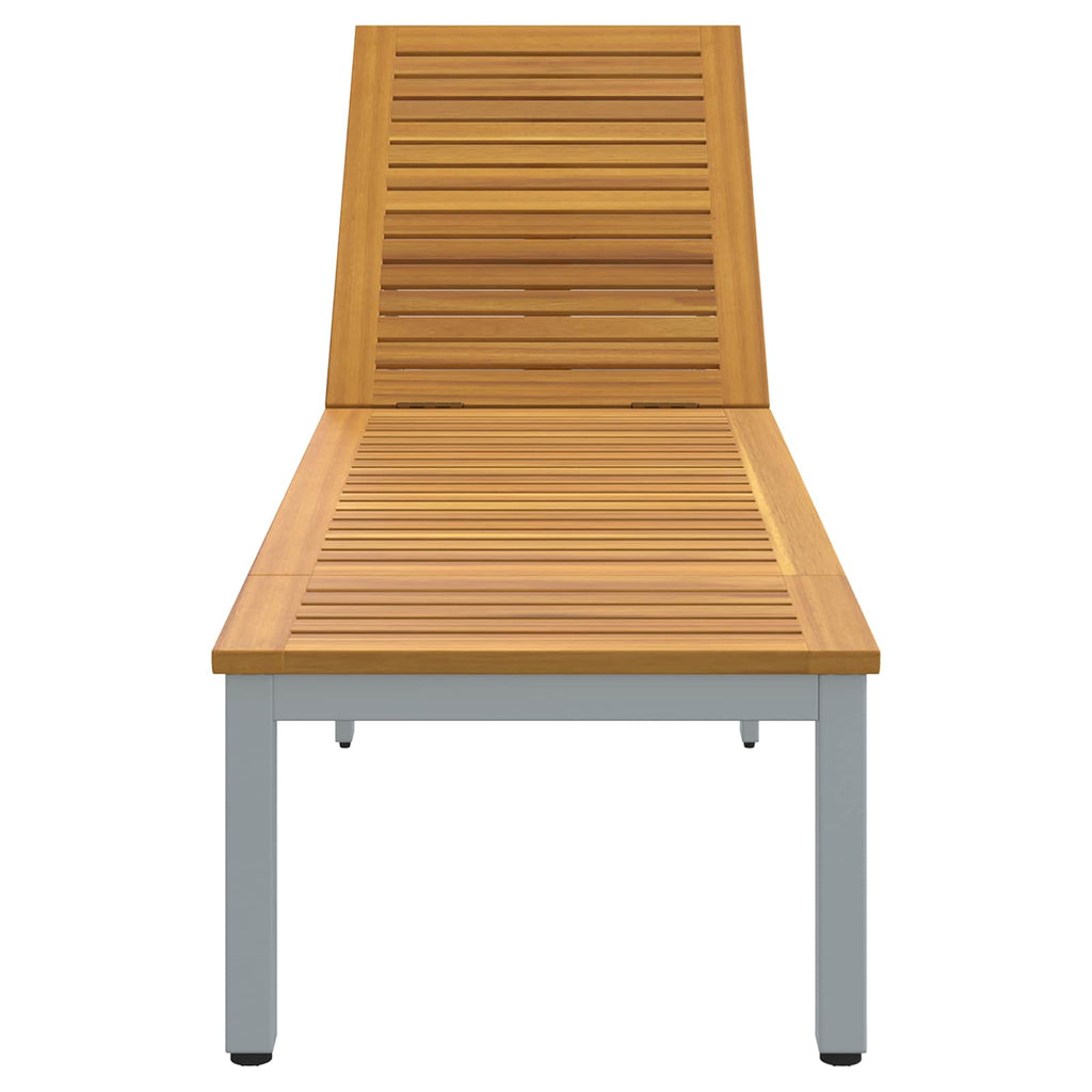 Sonnenliege Grau 200 x 55 x 35 cm Massivholz Akazie