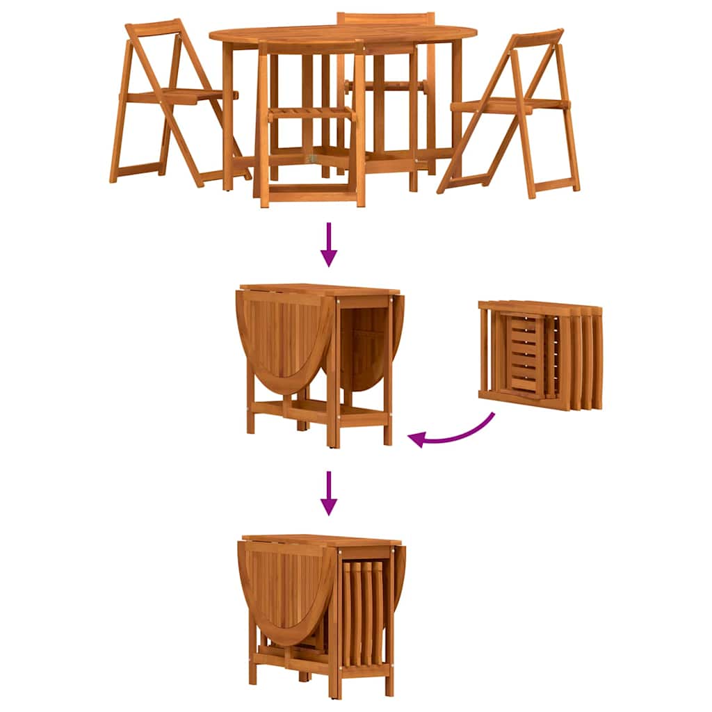 Gartentisch 5 pcs Braun Massivholz Akazie