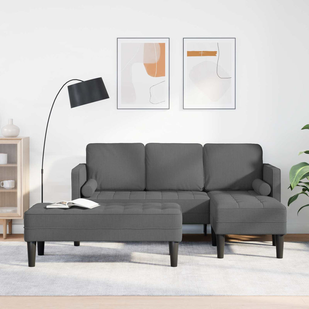 Sofa Set mit Kissen 2 pcs Dunkelgrau Polyester