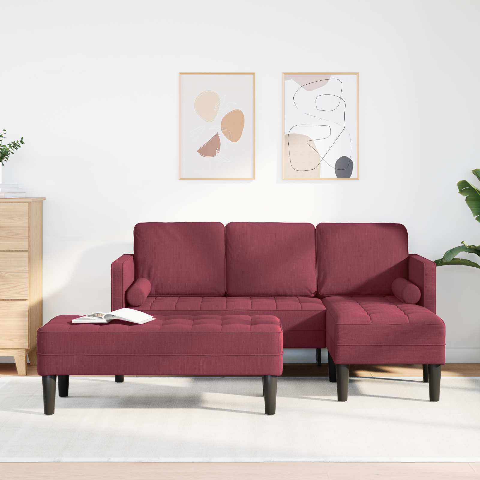 Sofa Set mit Kissen 2 pcs Weinrot Polyester