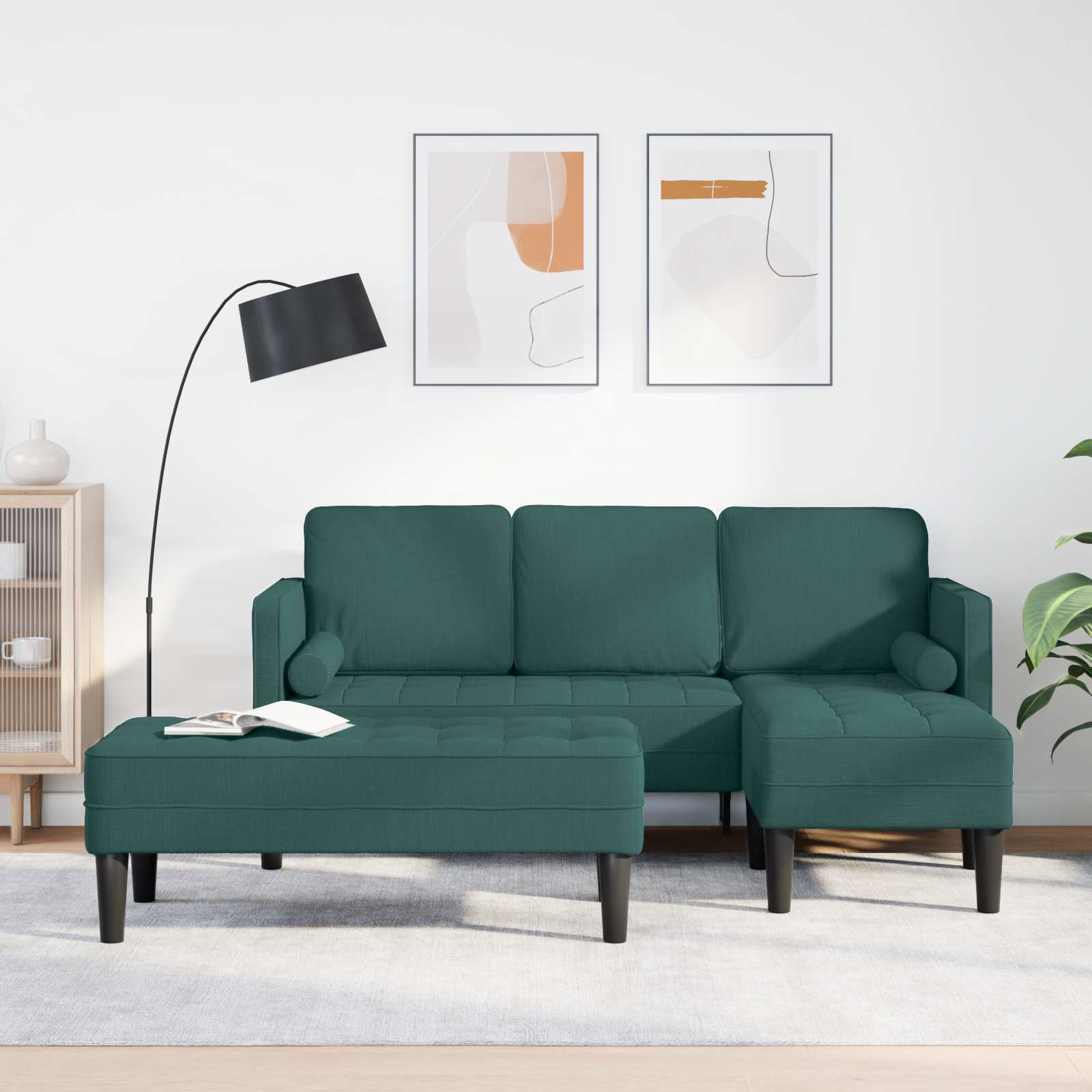 Sofa Set mit Kissen 2 pcs Dunkelgrün Polyester