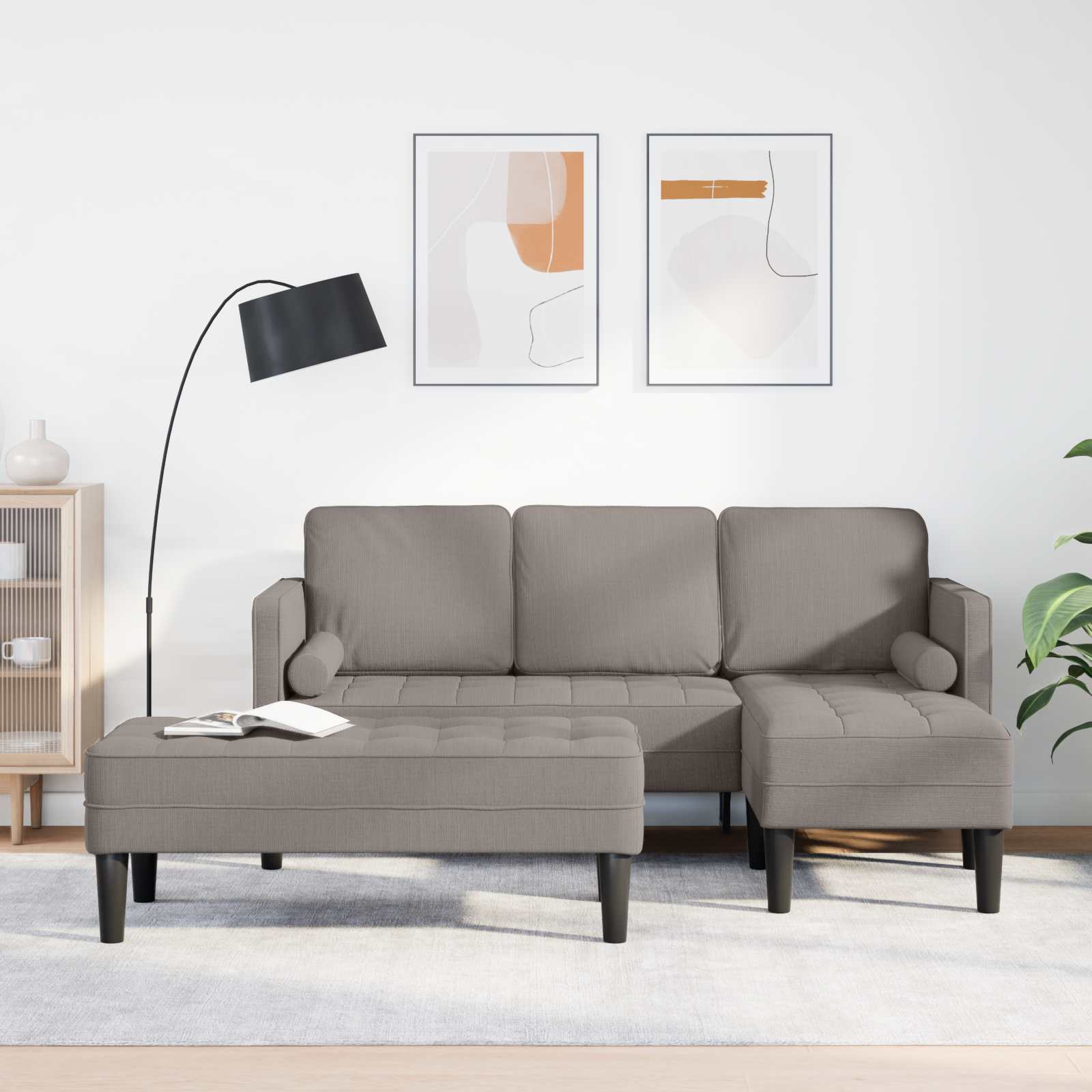 Sofa Set mit Kissen 2 pcs Taupe Polyester