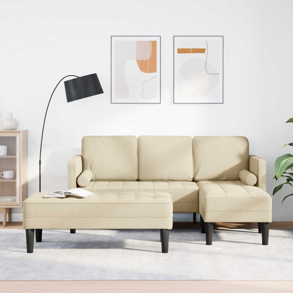 Sofa Set mit Kissen 2 pcs Creme Polyester