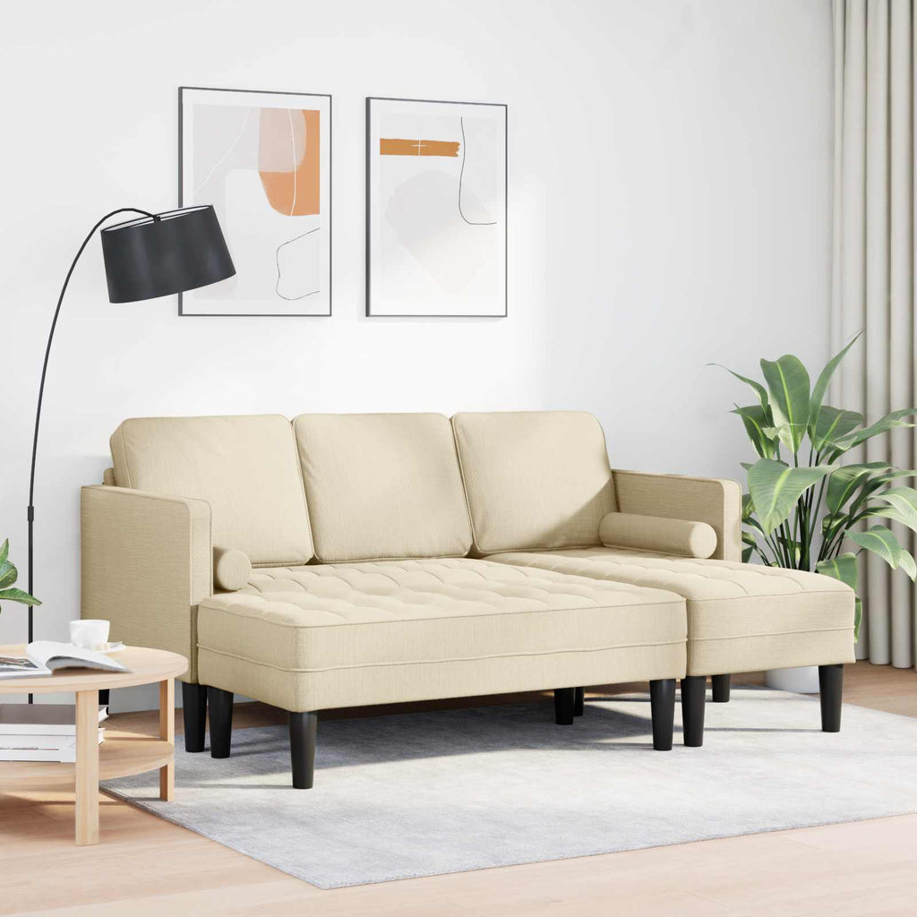 Sofa Set mit Kissen 2 pcs Creme Polyester