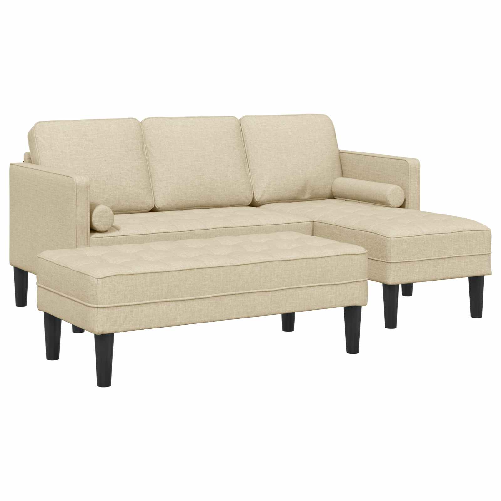 Sofa Set mit Kissen 2 pcs Creme Polyester