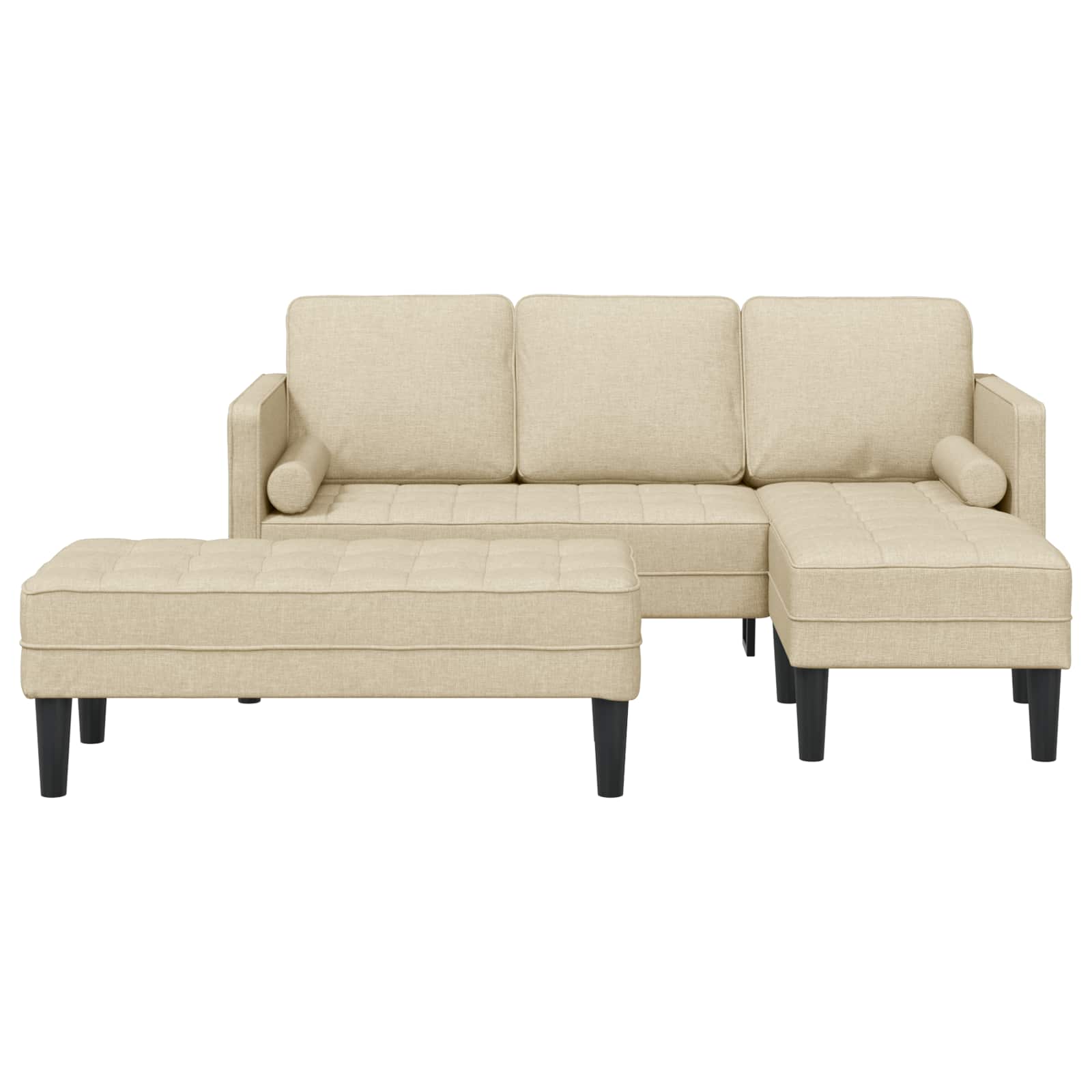 Sofa Set mit Kissen 2 pcs Creme Polyester