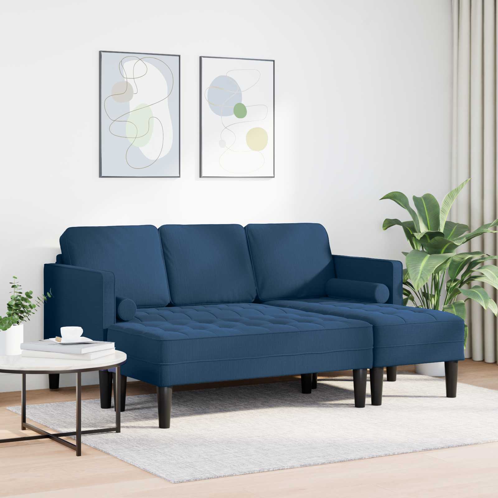 Sofa Set mit Kissen 2 pcs Blau Polyester