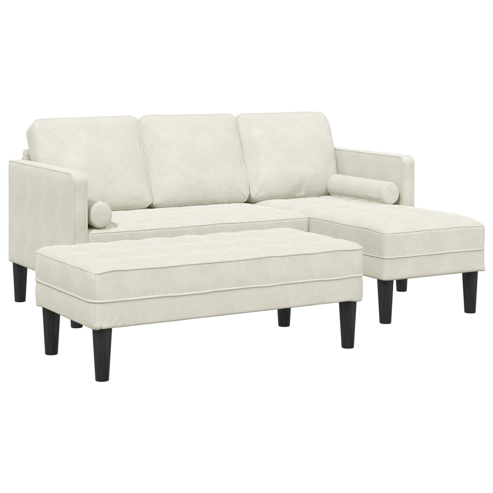 Sofa Set mit Kissen 2 pcs Creme Polyester