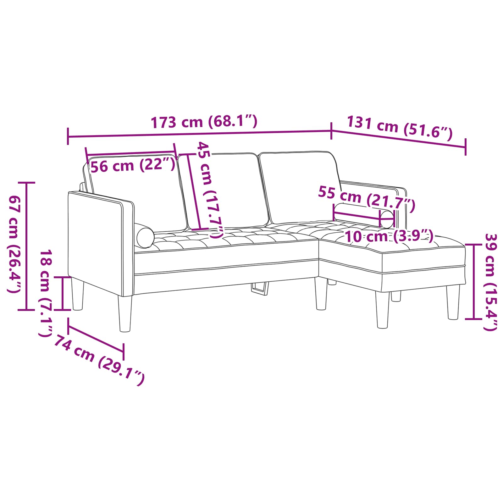 Sofa Set mit Kissen 2 pcs Creme Polyester