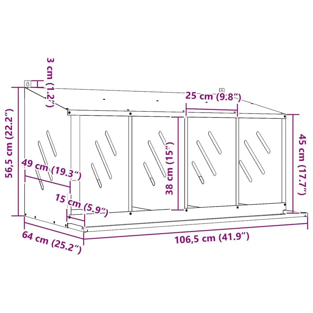 Hühner-Nistkasten mit 4 Fächern Olivgrün Metall