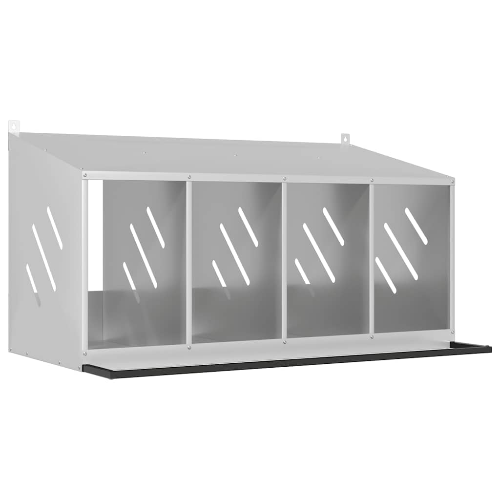 Hühner-Nistkasten mit 4 Fächern Verzinktes Silber Metall