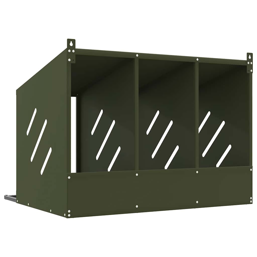 Hühner-Nistkasten mit 3 Fächern Olivgrün Metall