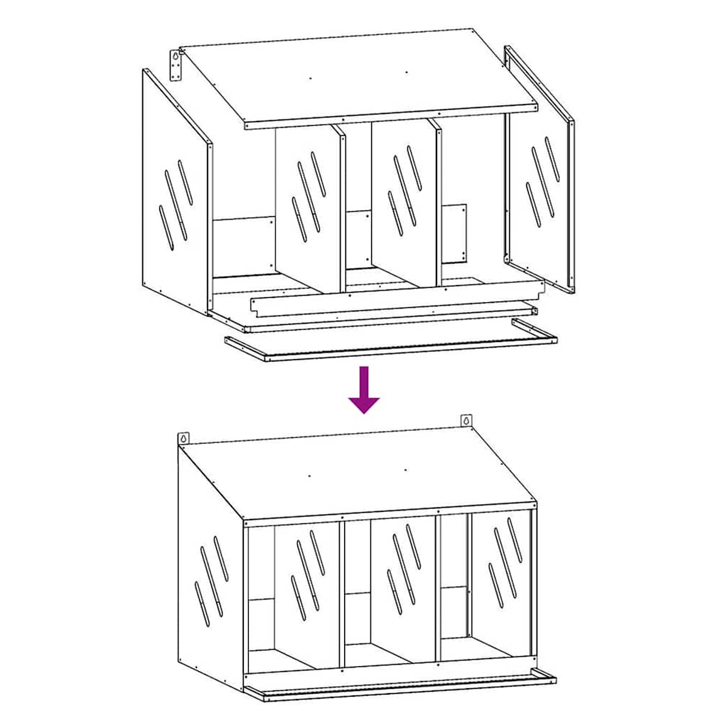 Hühner-Nistkasten mit 3 Fächern Olivgrün Metall