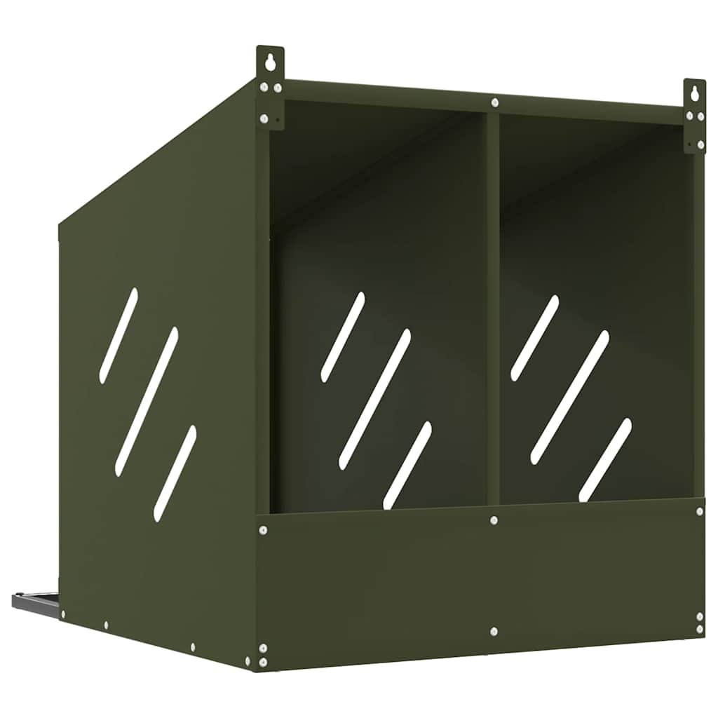 Hühner-Nistkasten mit 2 Fächern Olivgrün Metall